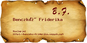 Benczkó Friderika névjegykártya